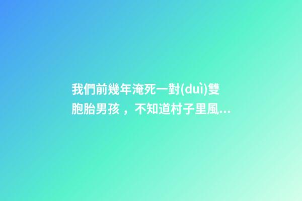 我們前幾年淹死一對(duì)雙胞胎男孩，不知道村子里風(fēng)水出了什么問題導(dǎo)